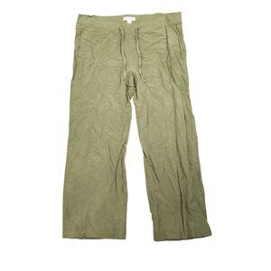 Women's Coldwater Creek Natural Fit Green Silk Linen Pants Wide Leg Medium 10/12